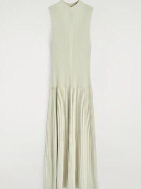 COS Sleeveless Pleated Knit Maxi Dress in Sage Green